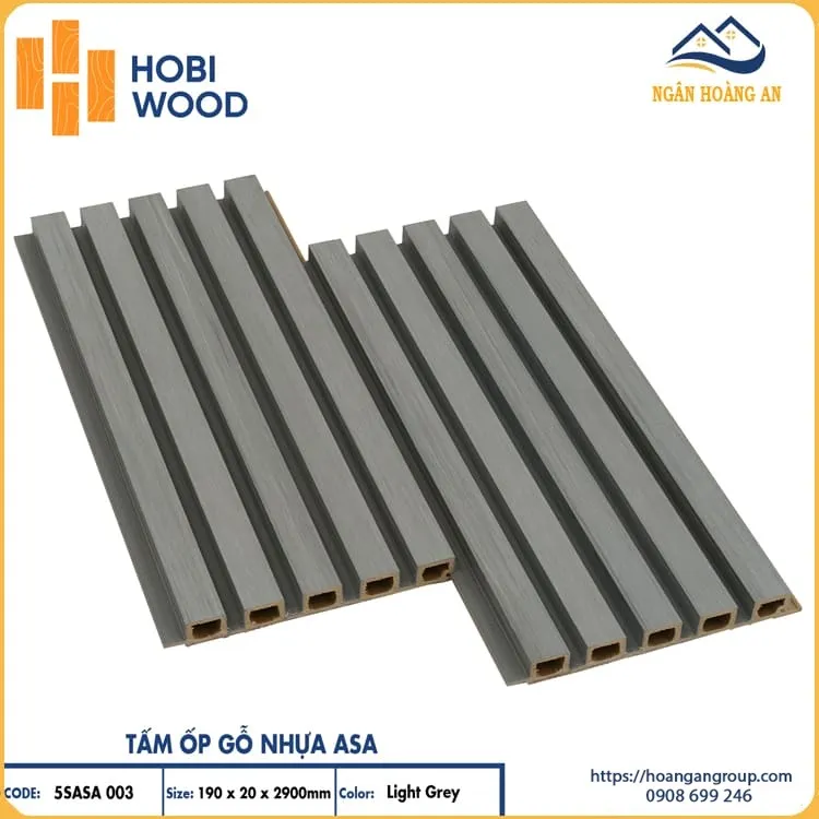 Tấm Ốp Lam Sóng Ngoài Trời Phủ ASA Hobiwood 5SASA 003 Light Grey Tấm Ốp Lam Sóng Ngoài Trời Phủ ASA Hobiwood 5SASA 003 Light Grey